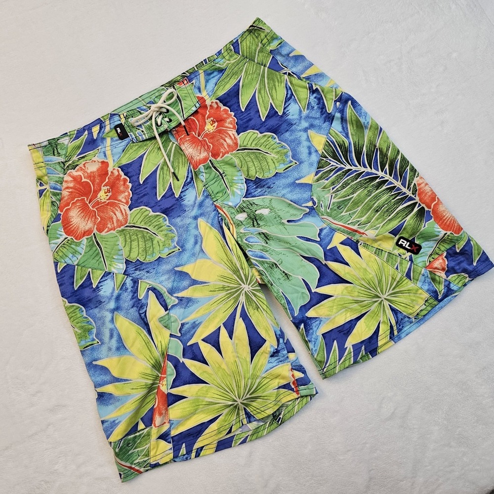Ralph Lauren RLX Mens 33 Swim Trunks Shorts Mens Floral Flowers Summer Beach
